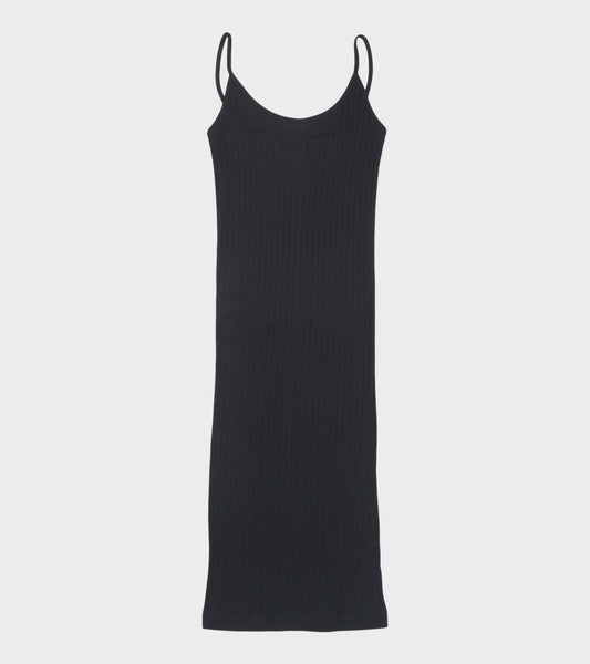 101 Strap Rib Mini Dress Black