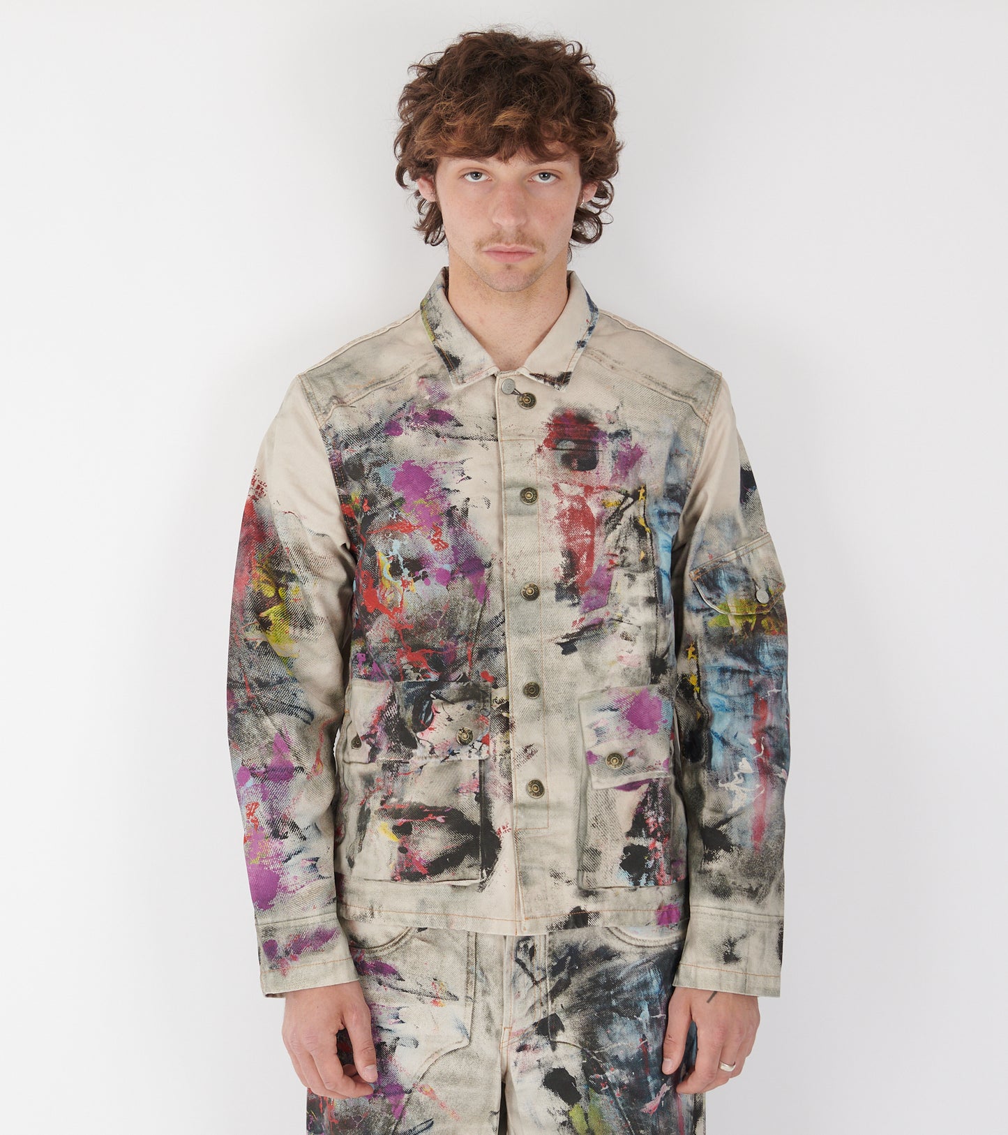 Trompe L'oeil Print Jacket White/Multi