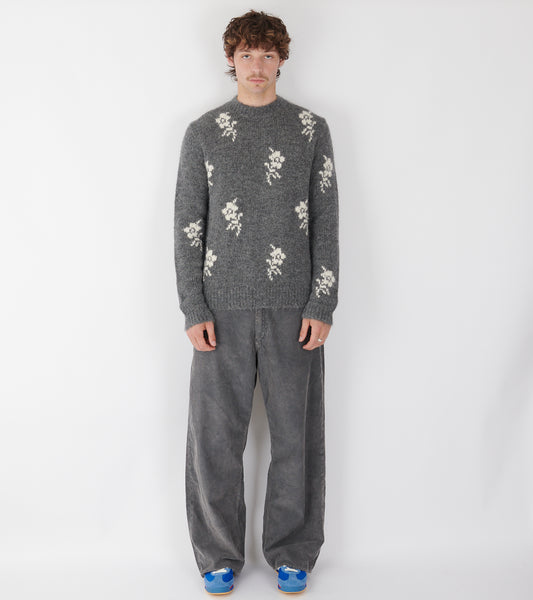 Wool Alpaca Flower Intarsia Knit