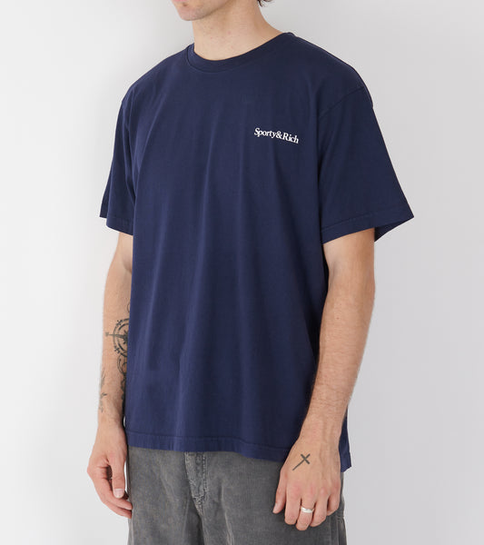 Health Is Wealth T-shirt Navy/White/Fire Red