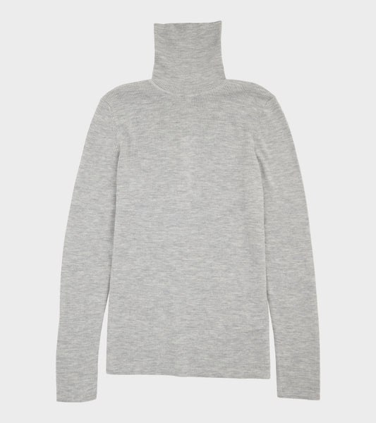 Merino Rib Roll Neck Grey Melange