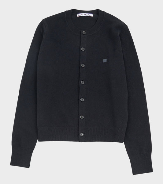 Face Logo Wool Cardigan Black