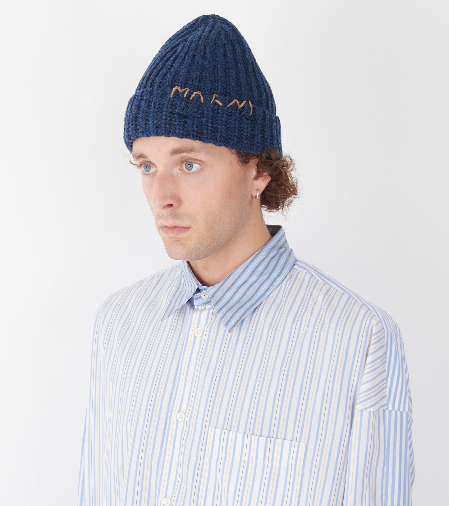 Broken Fisherman Wool Beanie Cornflower Navy