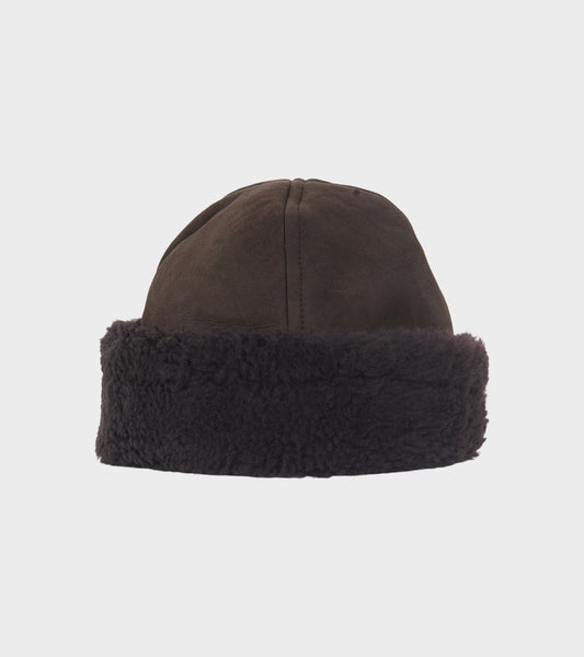 Suede Back Curly Hair Cap Chocolate