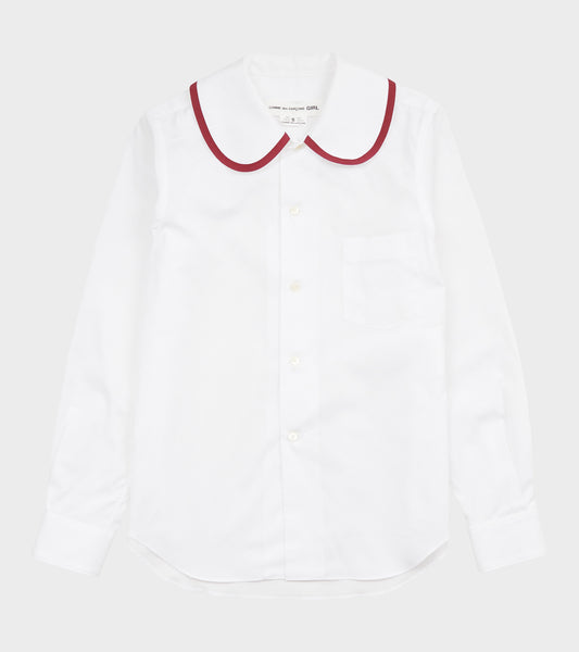 Round Collar Shirt Red/White