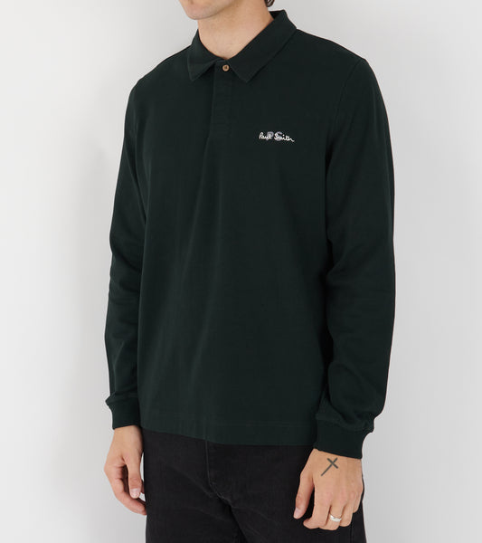 PS Logo Embroidery L/S Polo Shirt Green