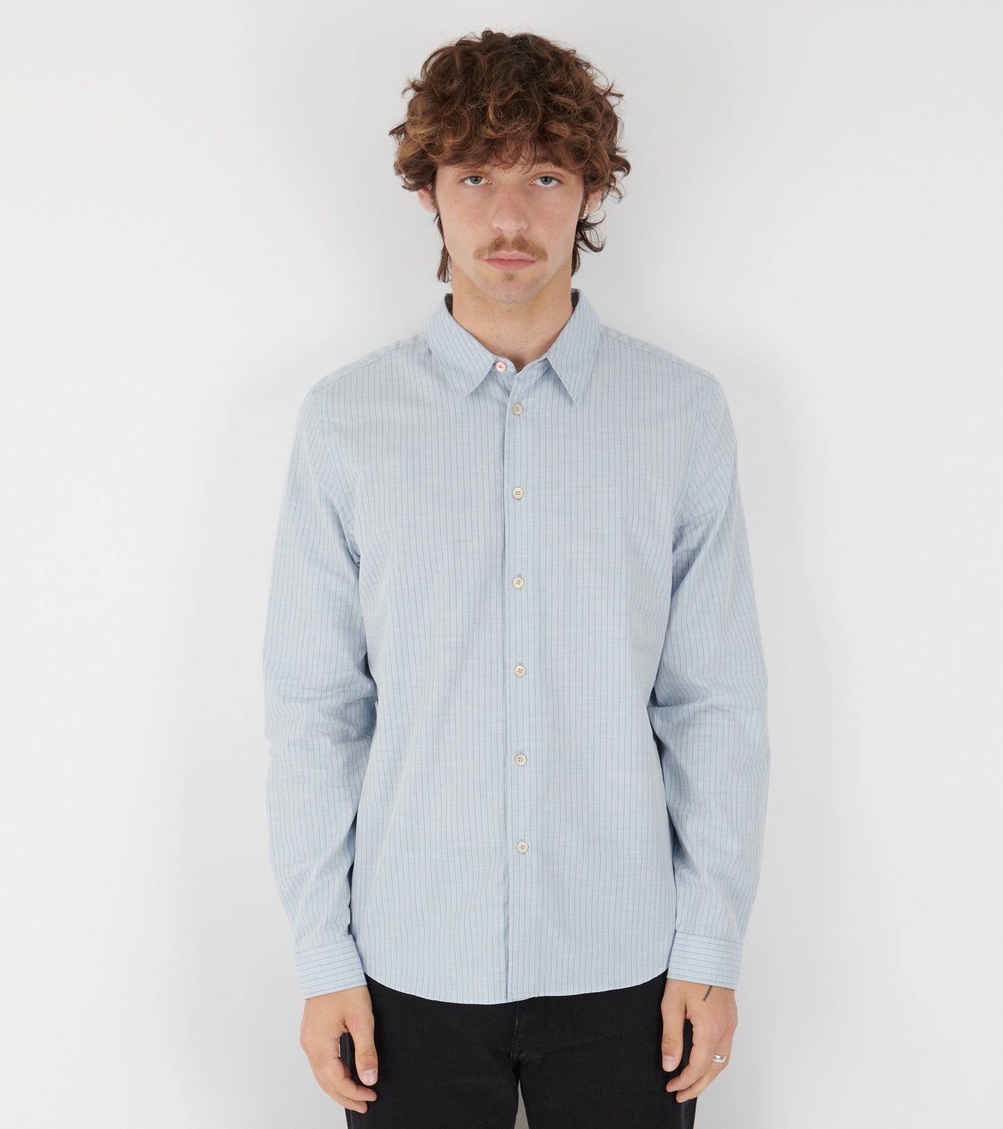 Striped L/S Tailored Fit Shirt Light Blue