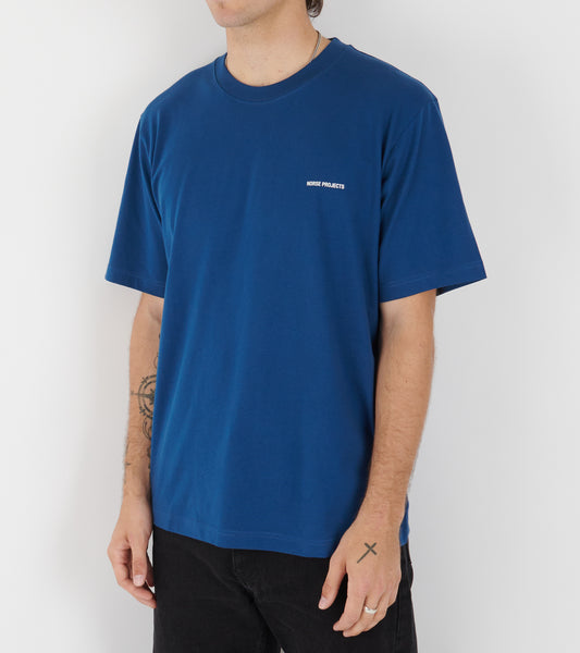 Johannes Organic Norse Logo Print T-Shirt Estate Blue