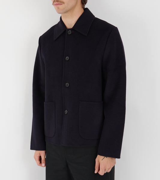 Short Wool Blend Coat Navy