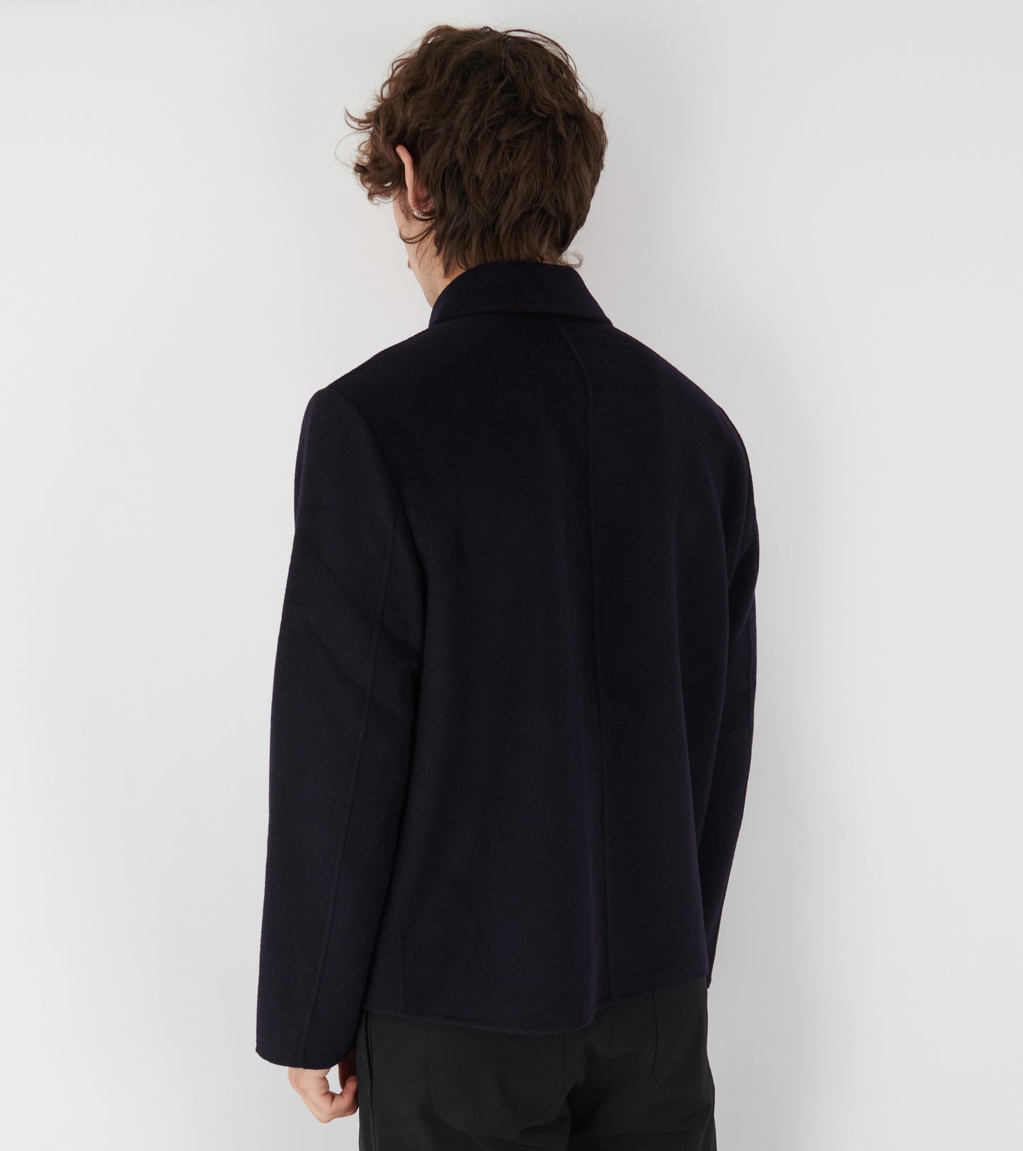 Short Wool Blend Coat Navy