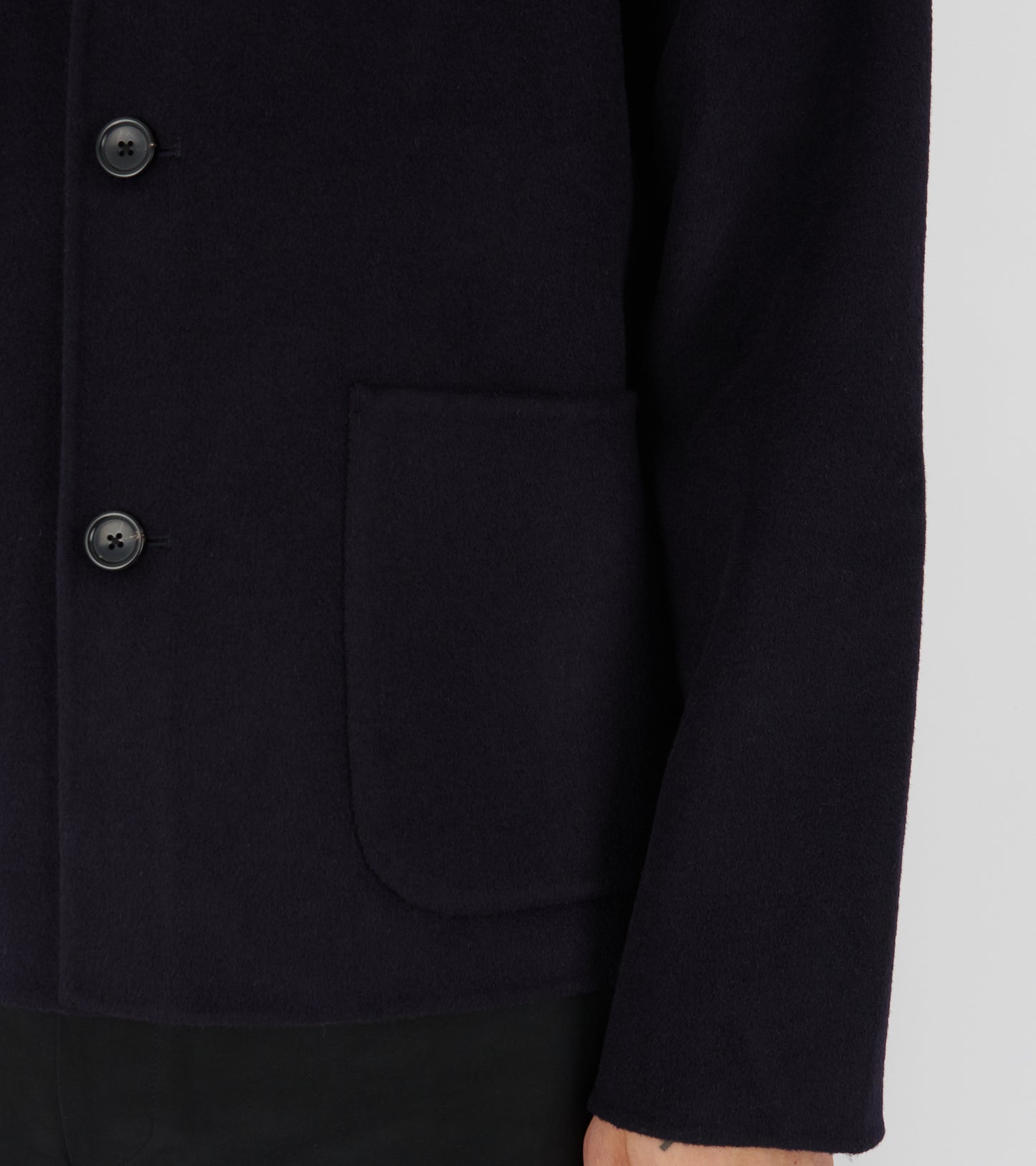Short Wool Blend Coat Navy