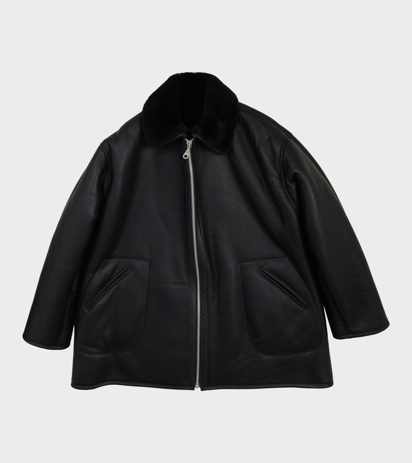 Leather Back Straight Hair Ronny Jacket Black
