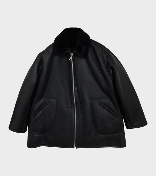Leather Back Straight Hair Ronny Jacket Black