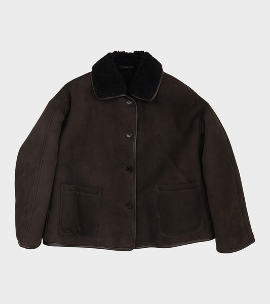 Suede Back Curly Hair Avis Jacket Chocolate