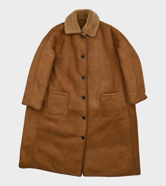 Sheepskin Suede Curly Roo Coat Tan