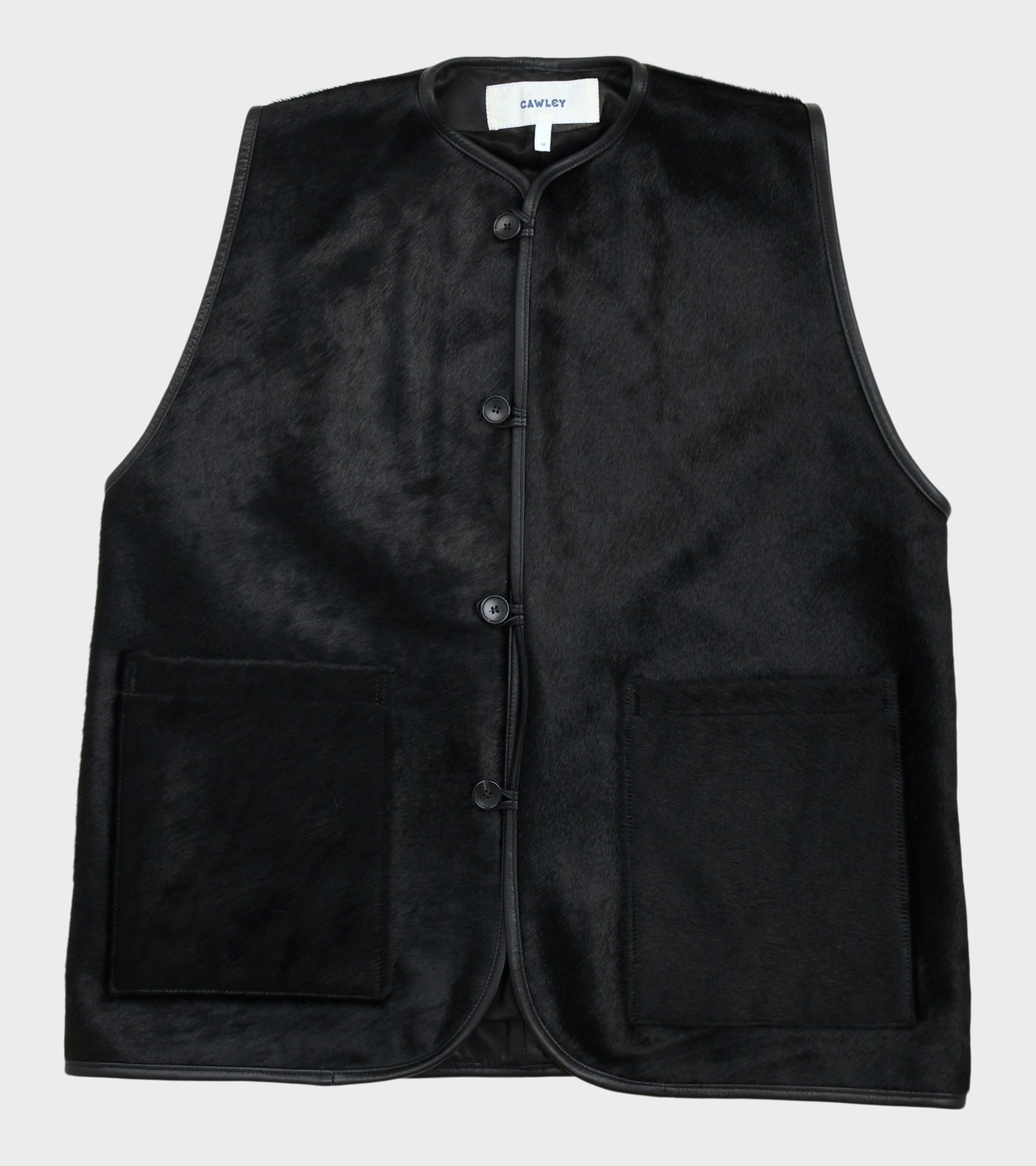 Hair On Leather Hide River Vest Black