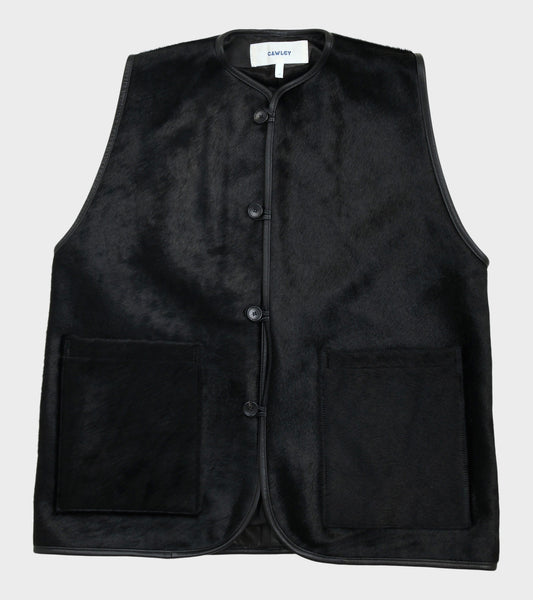 Hair On Leather Hide River Vest Black