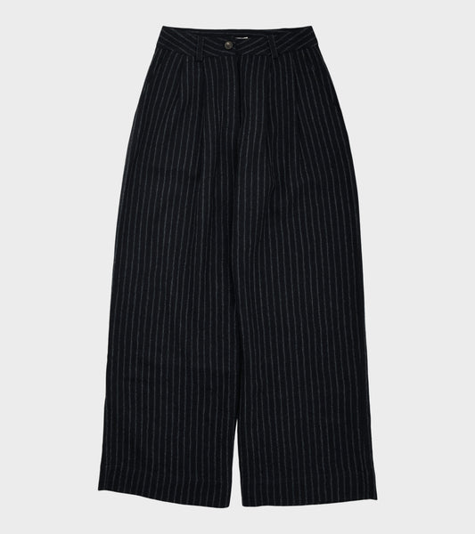 Japanese Striped Boucle Mara Trouser Navy/Grey