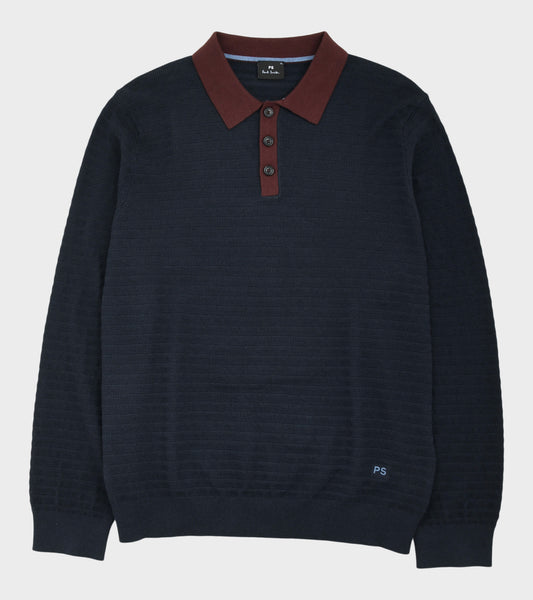 L/S Knit Polo Sweater Navy