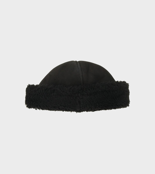 Suede Back Curly Hair Cap Black