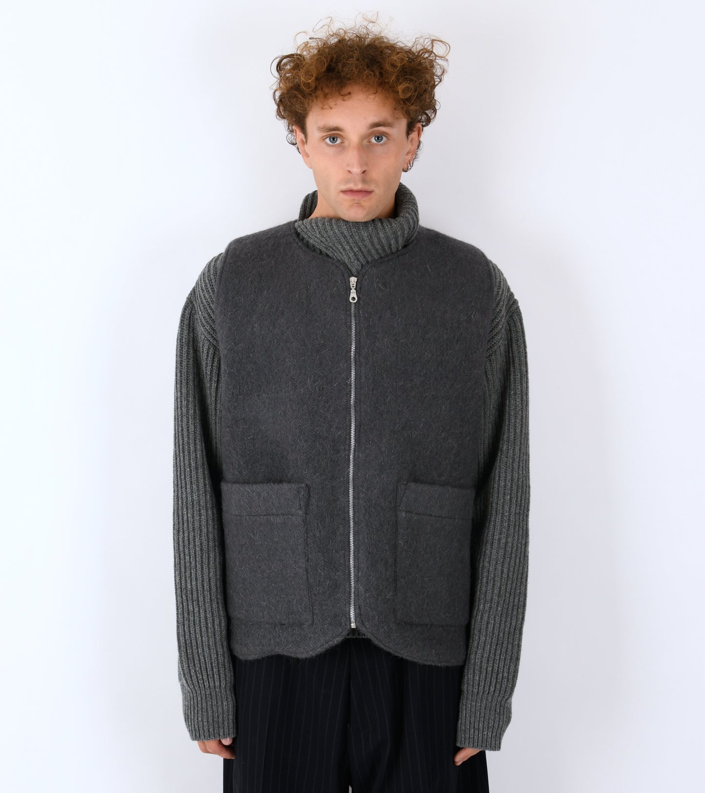 Hairy Wool River Vest Slate Grey