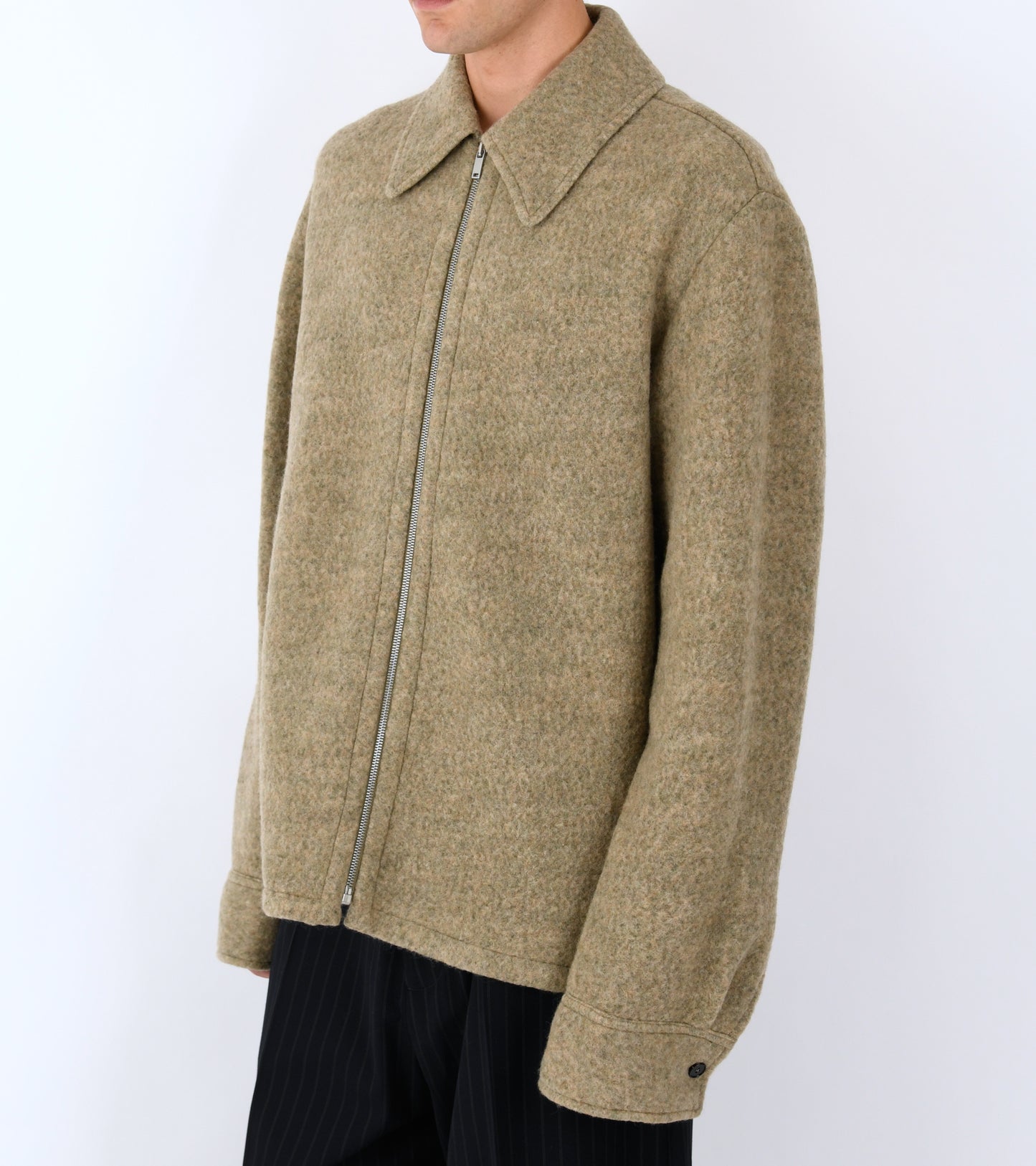 Melange Felted Wool Shirt Fern