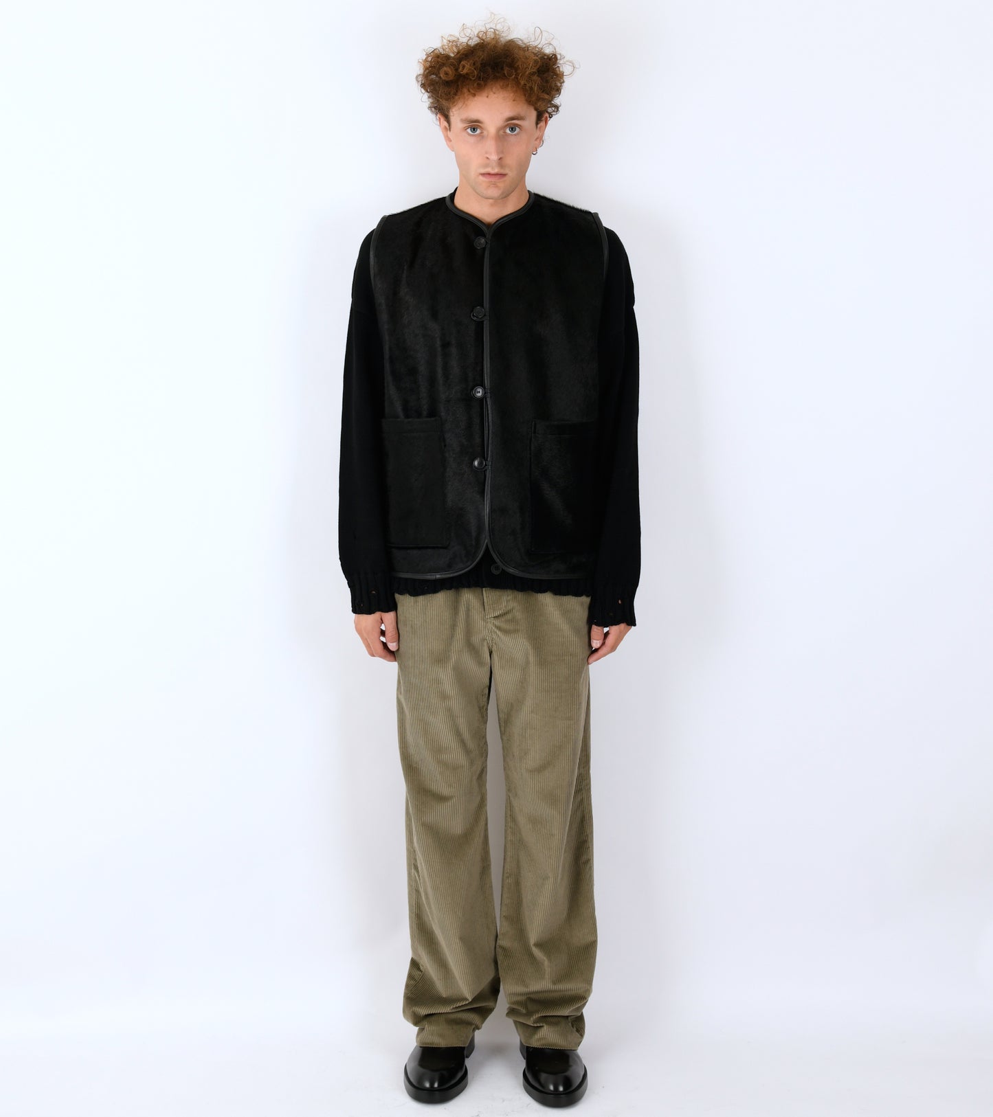 Hair On Leather Hide River Vest Black