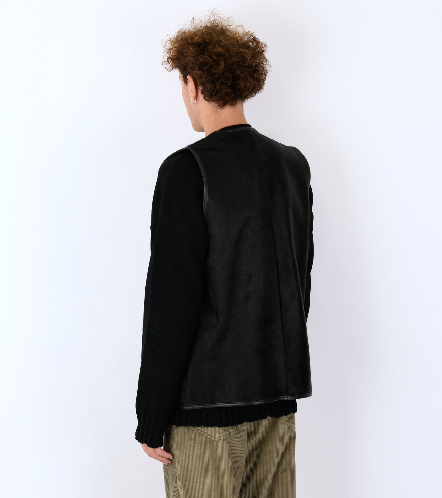 Hair On Leather Hide River Vest Black