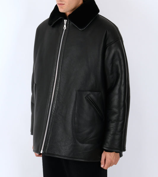 Leather Back Straight Hair Ronny Jacket Black