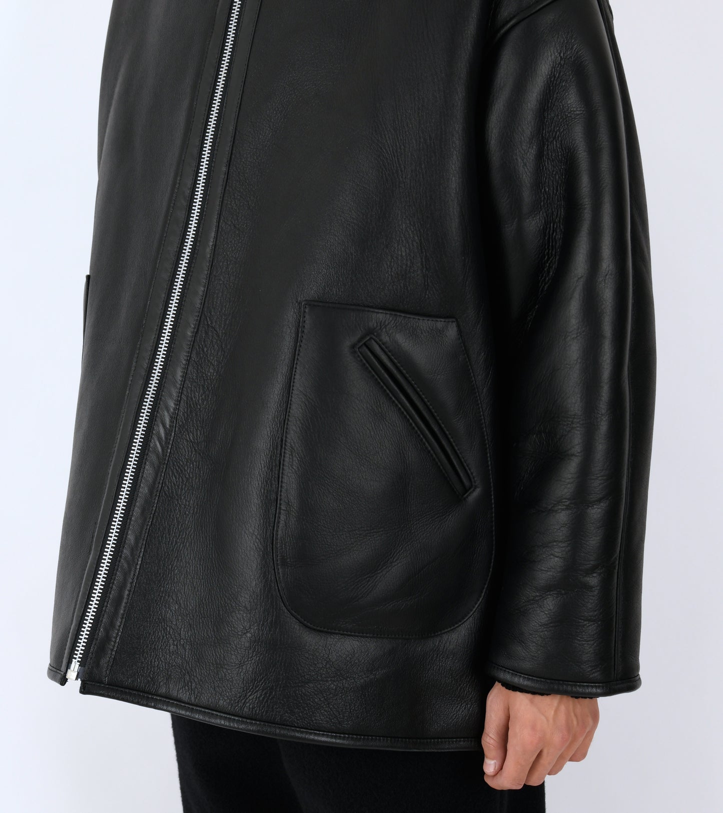 Leather Back Straight Hair Ronny Jacket Black