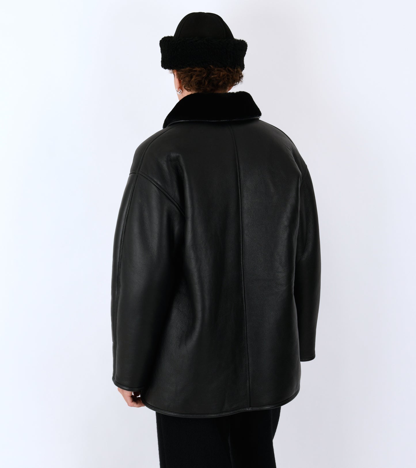 Leather Back Straight Hair Ronny Jacket Black