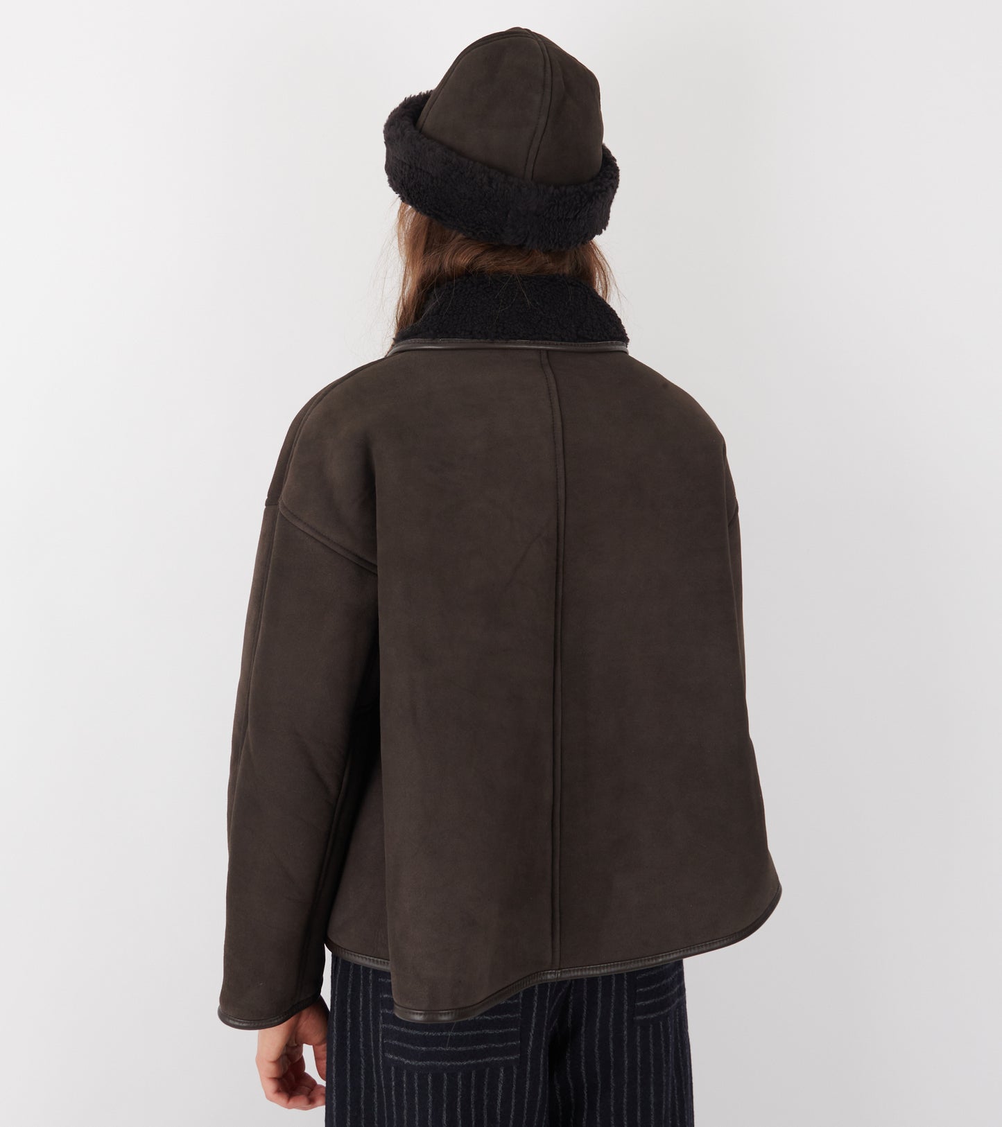 Suede Back Curly Hair Avis Jacket Chocolate