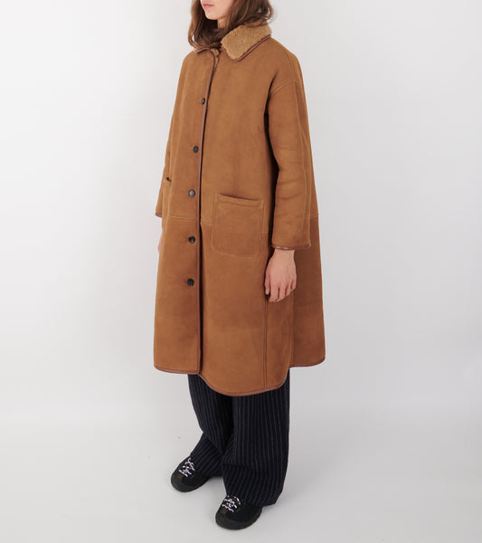 Sheepskin Suede Curly Roo Coat Tan