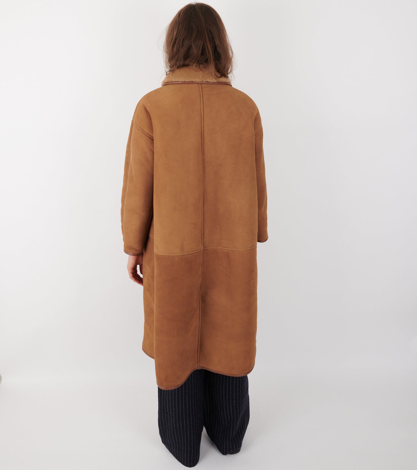 Sheepskin Suede Curly Roo Coat Tan