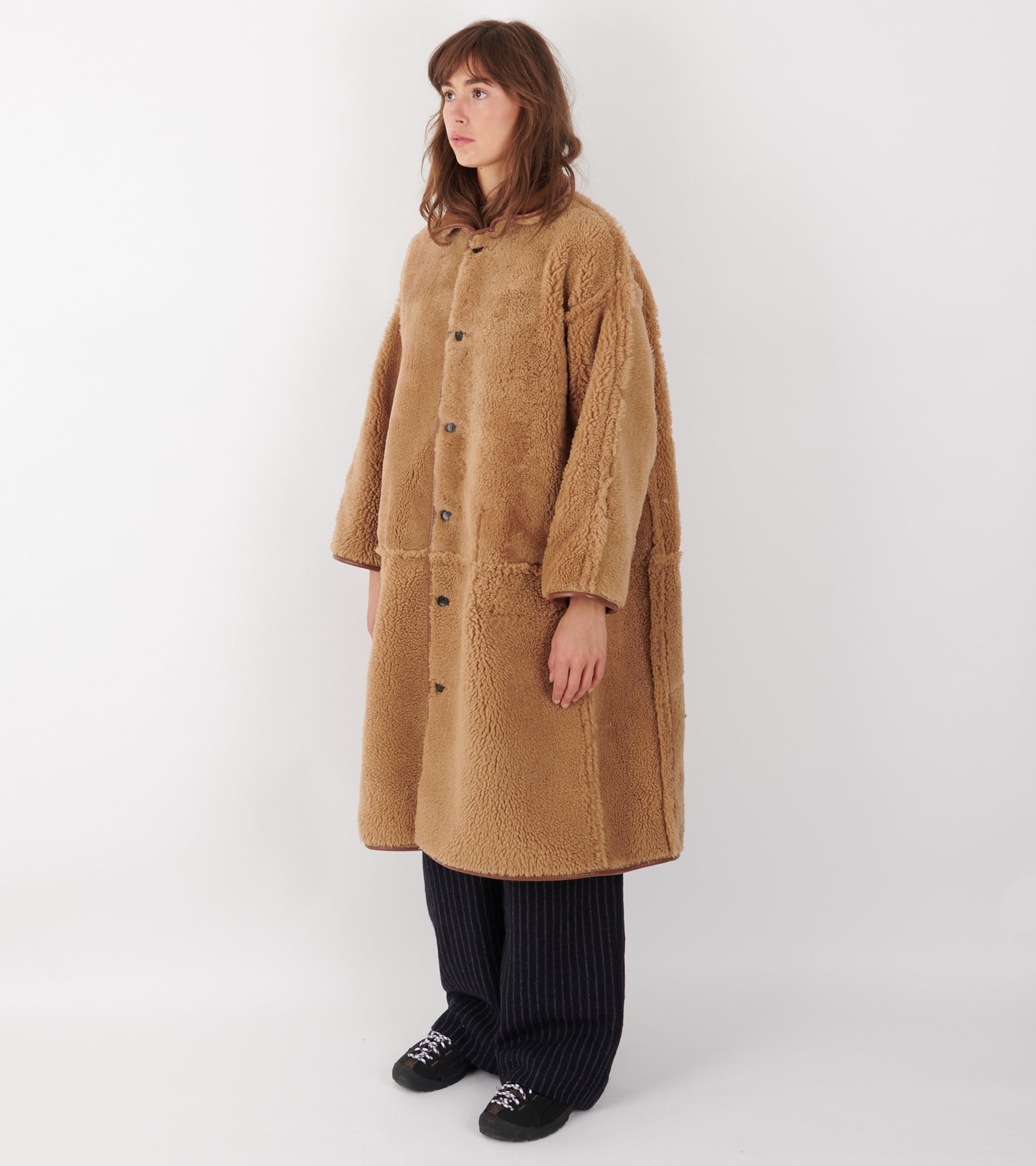 Sheepskin Suede Curly Roo Coat Tan