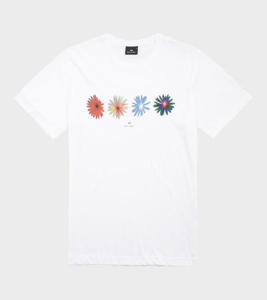 Casual Fit S/S Flower T-Shirt White