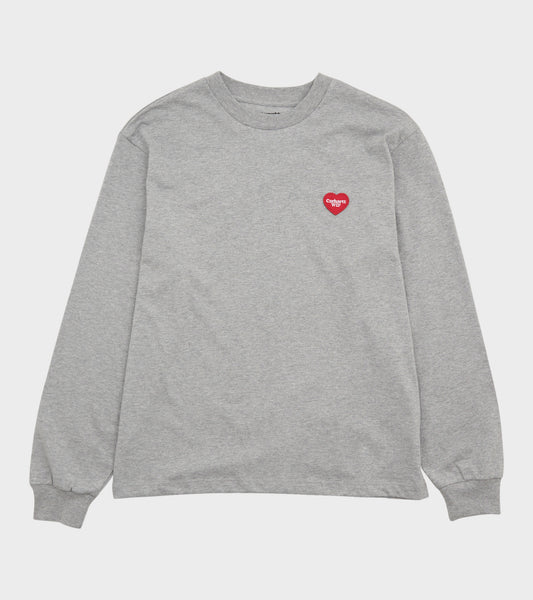 W L/S Heart Patch T-Shirt Grey Heather
