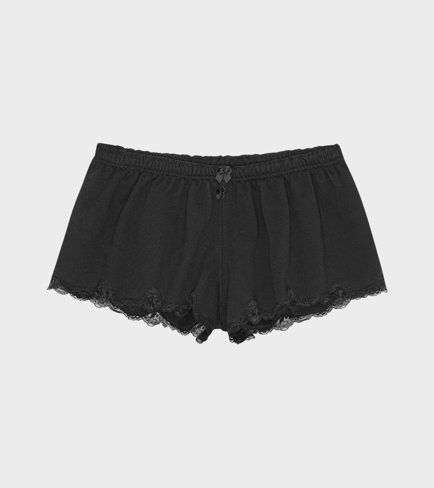 Lace Mini Sweatshorts In Cotton Black