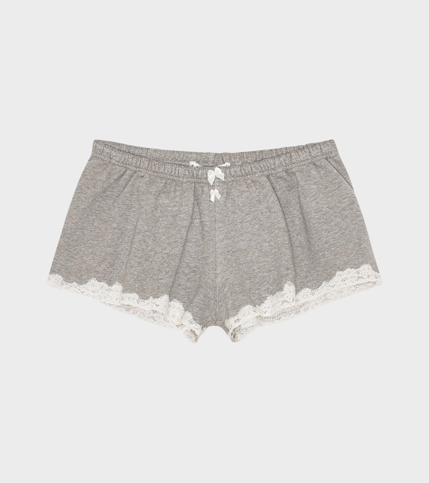 Lace Mini Sweatshorts In Cotton Light Grey