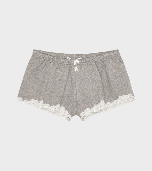 Lace Mini Sweatshorts In Cotton Light Grey