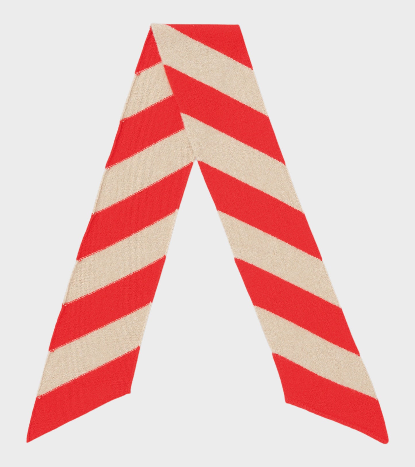 Small Diagonal Stripe Scarf Poppy/Oatmeal
