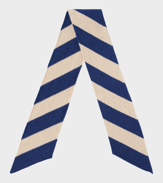 Small Diagonal Stripe Scarf Nightsky/Oatmeal