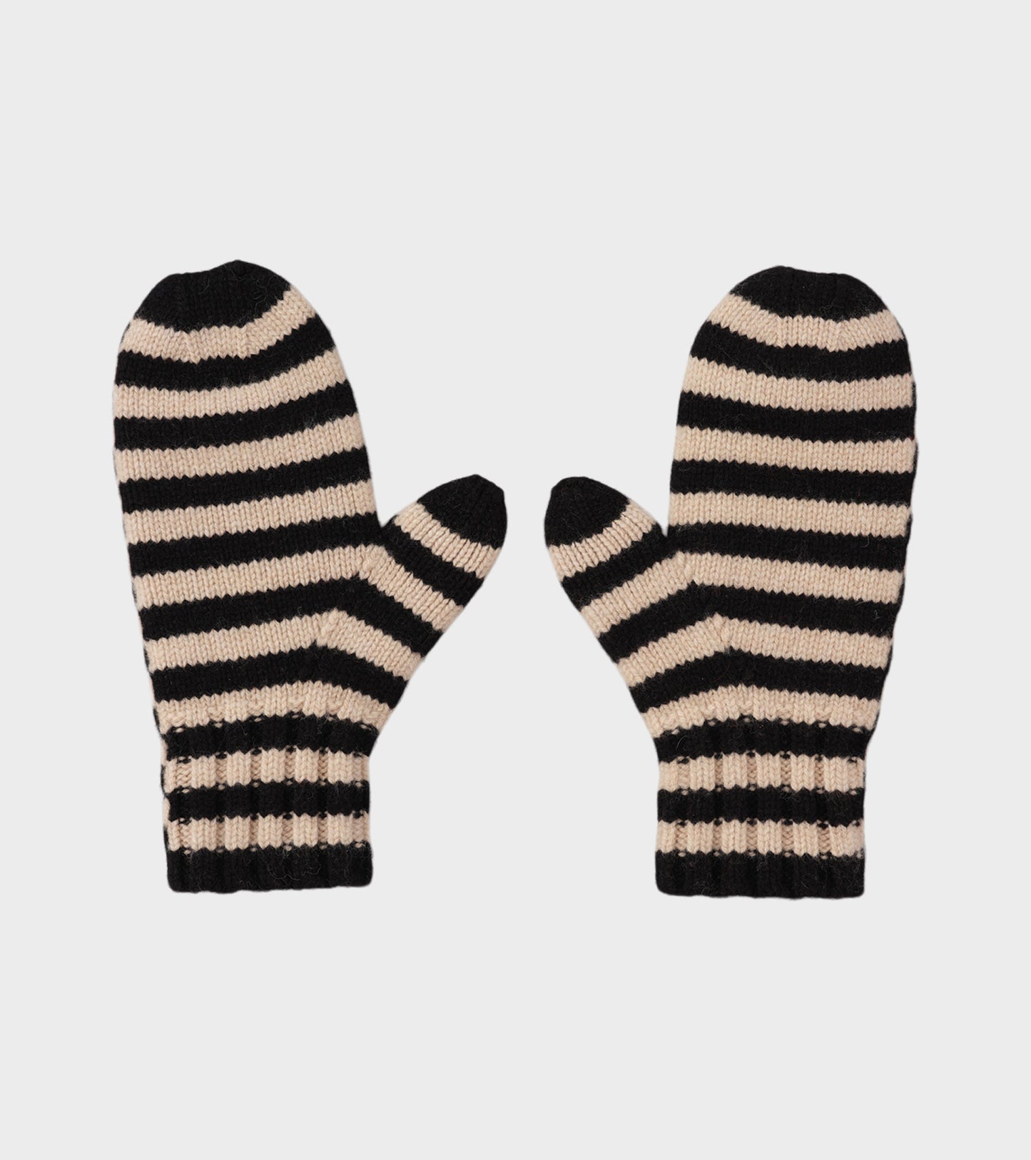 Felted Stripe Mittens Black/Oatmeal