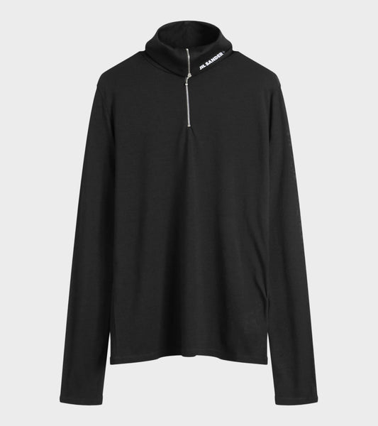 Plus Quarter Zip Wool Sweatshirt Black