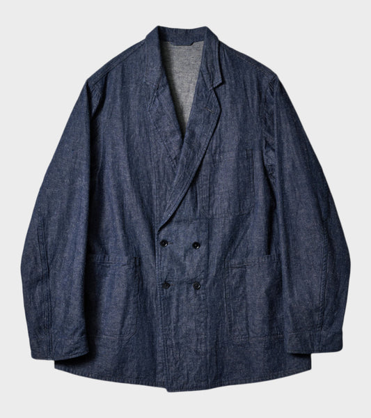 Cotton Linen Denim Jacket Blue