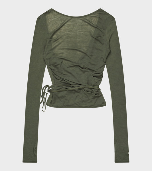 Luna Wrap Blouse Grey/Green Melange