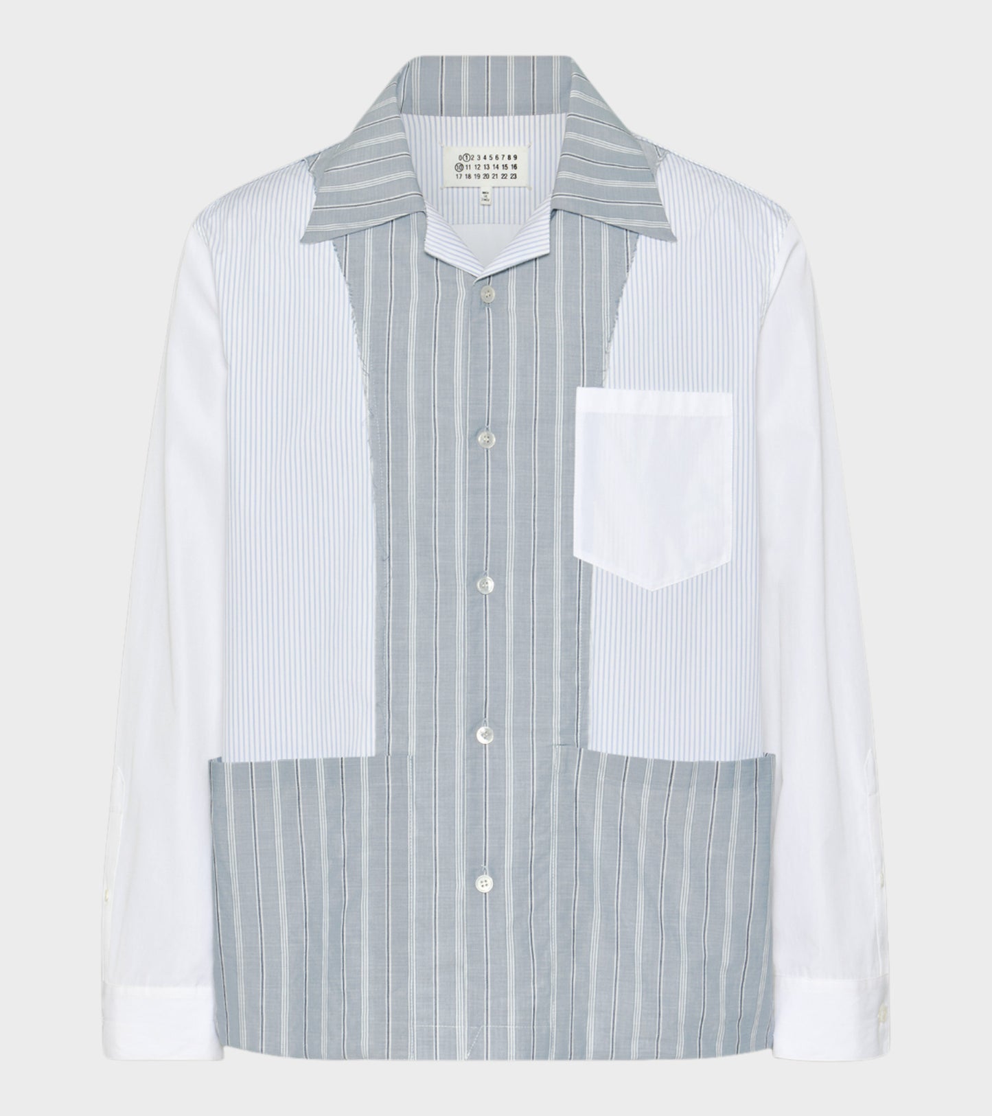 Patchwork Pinstriped Shirt White/Blue