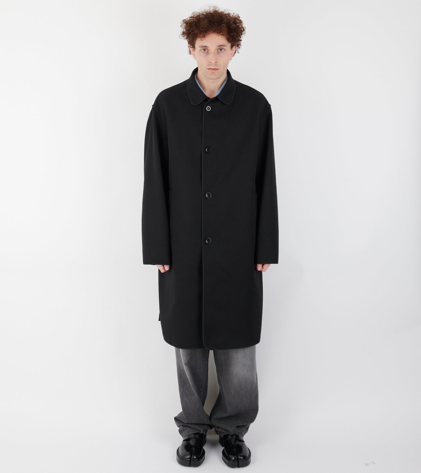 Reversible Checked Coat Black