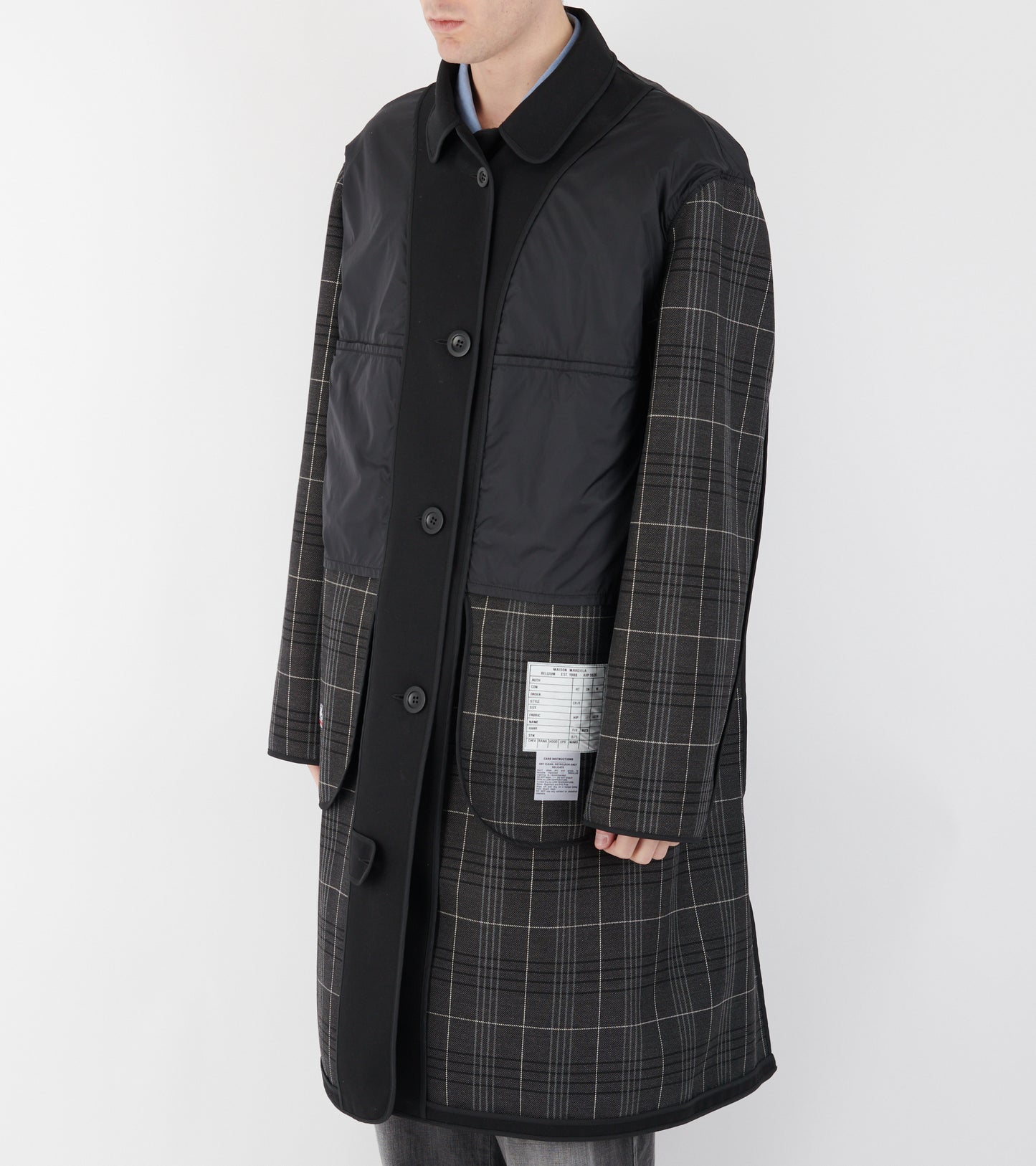 Reversible Checked Coat Black