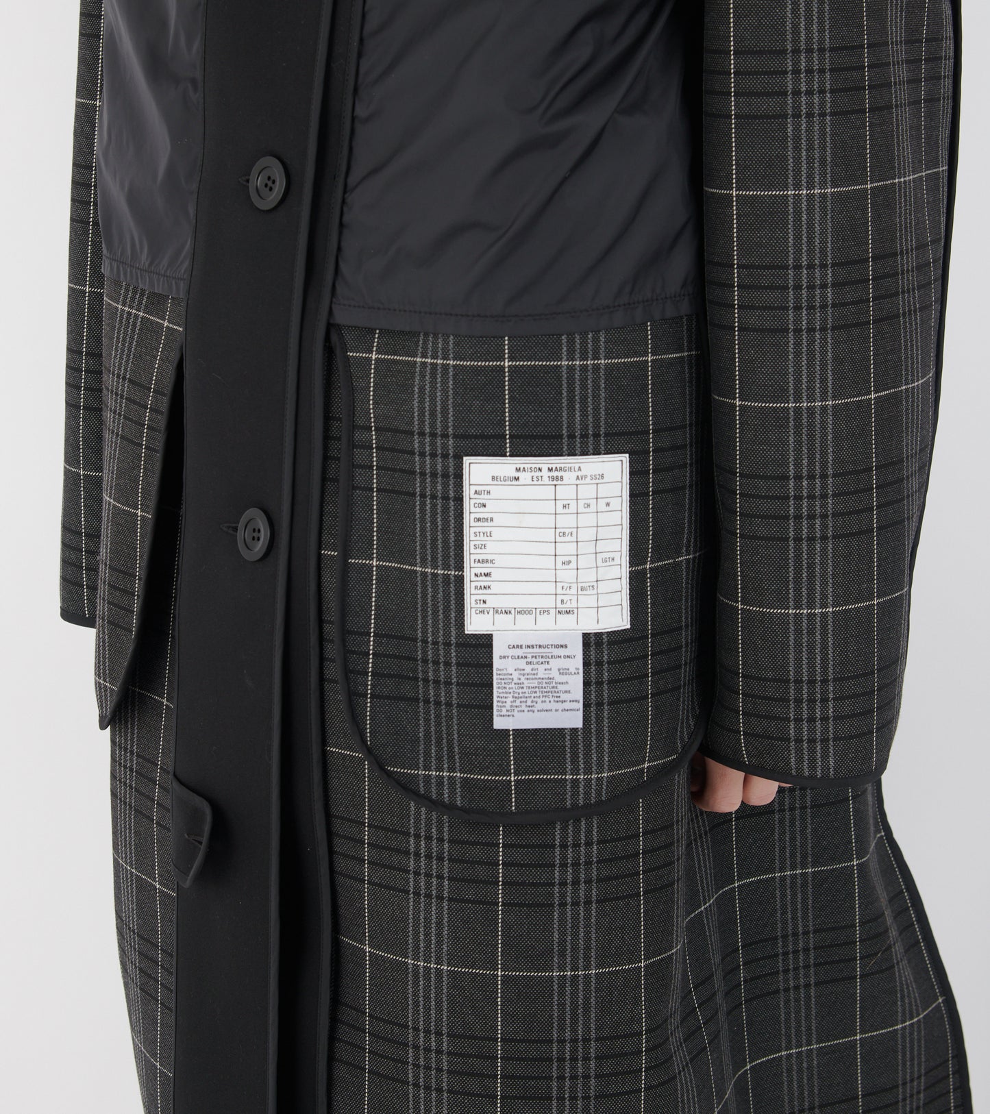 Reversible Checked Coat Black